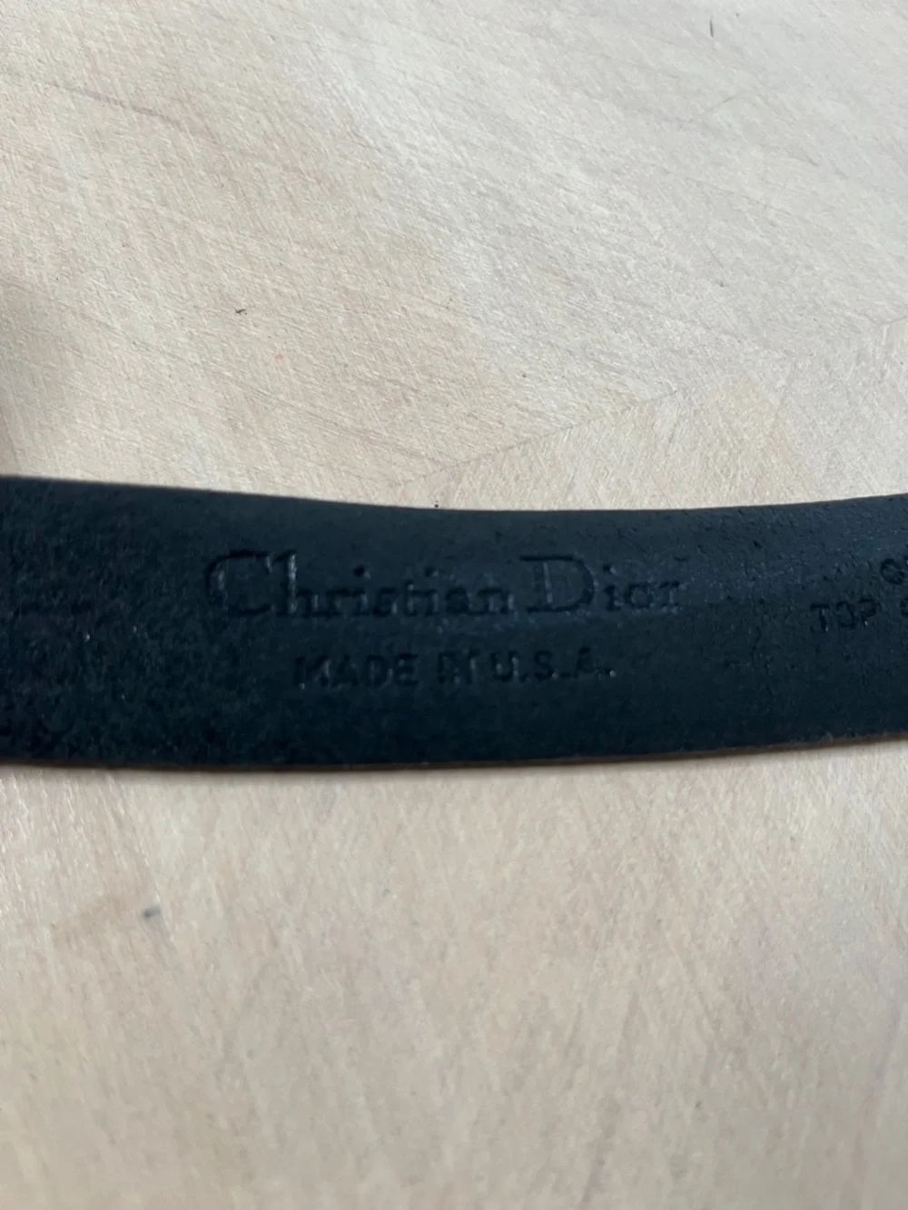 Christian Dior Men's Black Leather Belt with Braided Tip and Silver Buckle 38